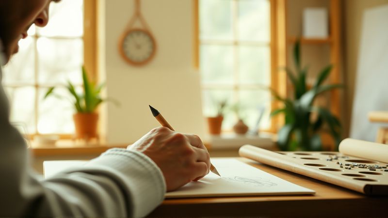 Un artista crea con calma y precisión