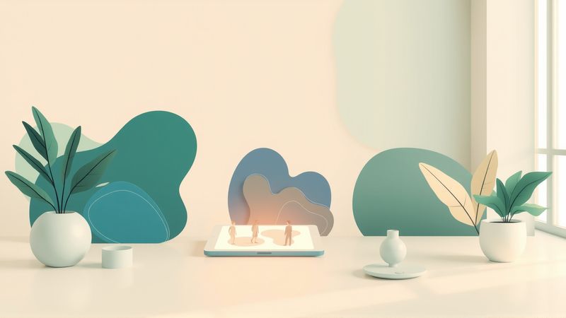 Un estudio minimalista refleja creación digital armoniosa