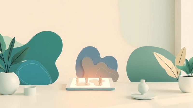 Un estudio minimalista refleja creación digital armoniosa