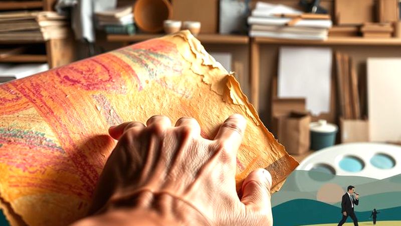 Un artesano examina diligentemente el papel antiguo