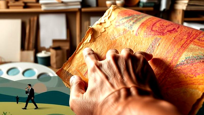 Un artesano examina diligentemente el papel antiguo