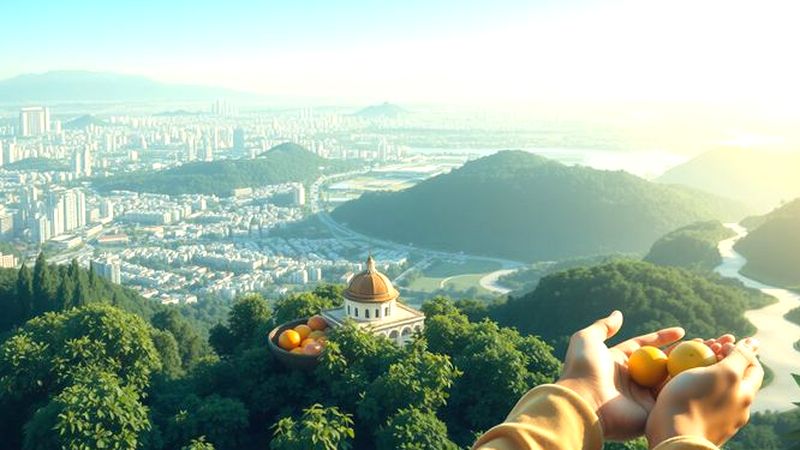 Una vista panorámica serena y armoniosa