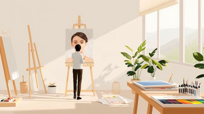 Un estudio artístico tranquilo visualiza creatividad organizada