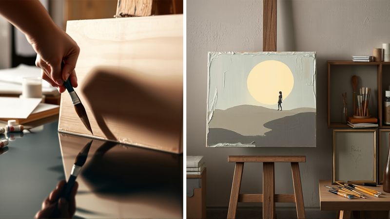 Un artista guía la pintura en calma