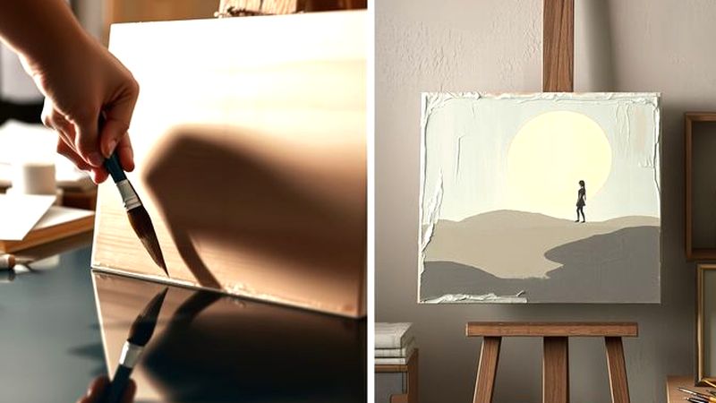 Un artista guía la pintura en calma