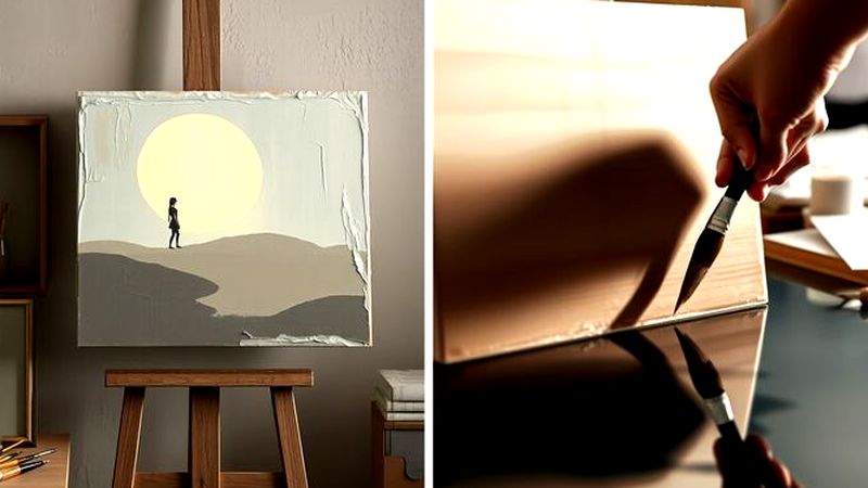 Un artista guía la pintura en calma