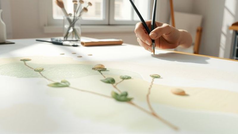 Manos crean arte sereno y delicado