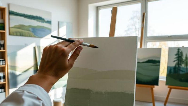 Un artista crea serenamente en su estudio