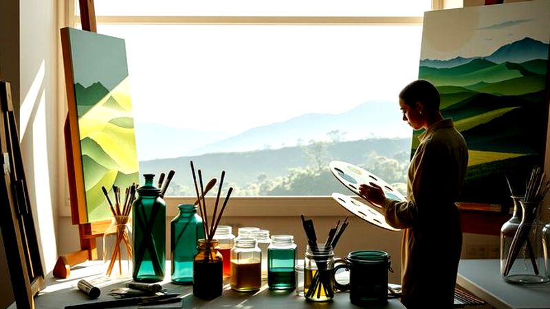 Un artista crea paisajes serenos y delicados
