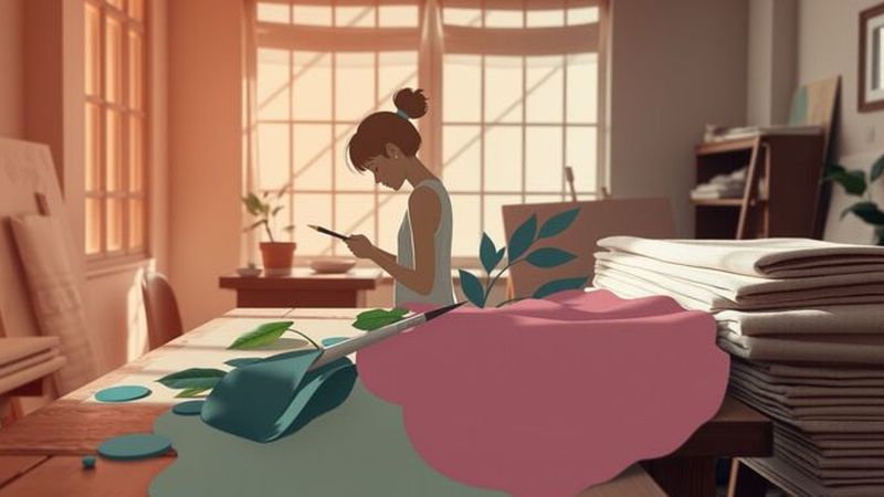 Un artista crea serenamente con colores suaves
