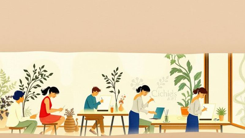 Ilustración serena y colaborativa en acuarela