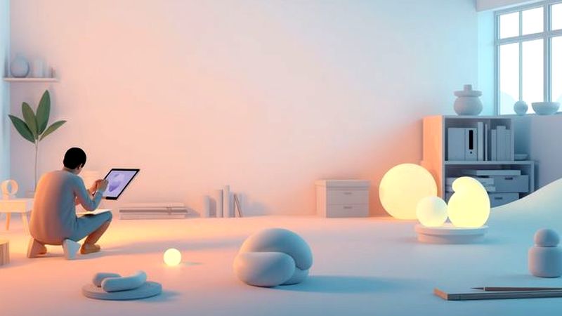 Un artista crea digitalmente en luz suave