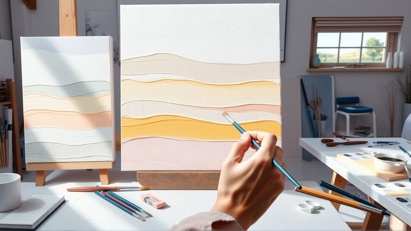 Un artista crea serenamente con colores suaves