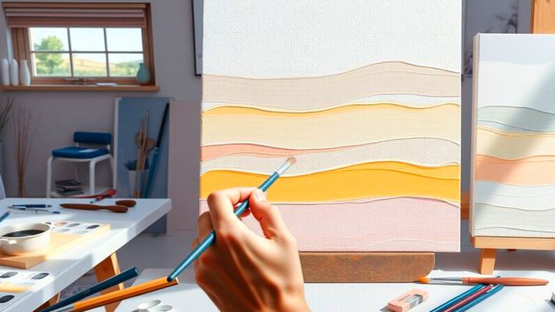 Un artista crea serenamente con colores suaves