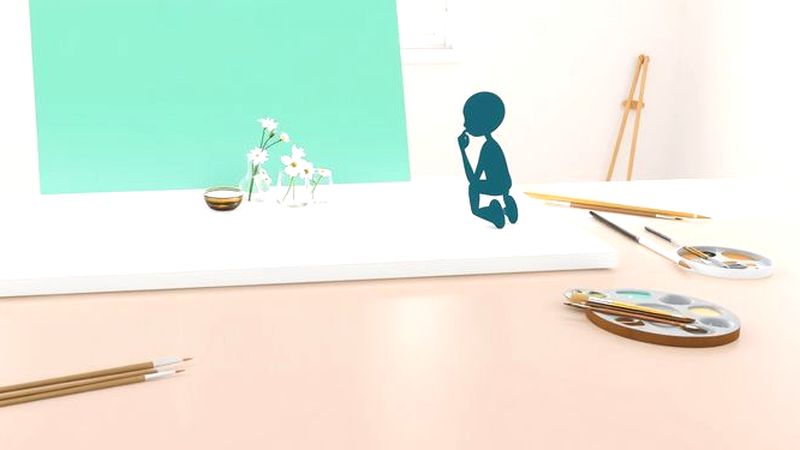 Un artista reflexiona en una obra calmada