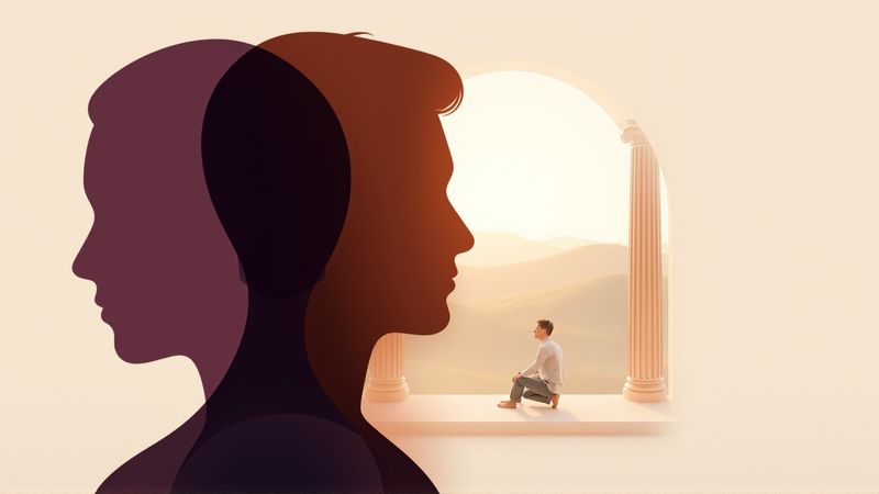Una figura humana medita en armonía