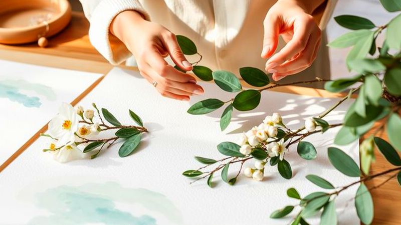 Un artista acuarela crea serenidad natural