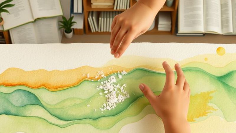 Pinceles y sal crean arte sereno
