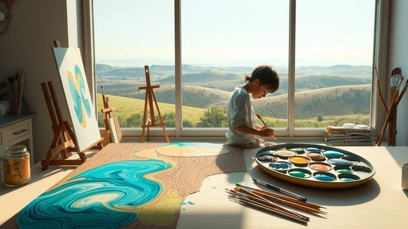 Un artista crea una vista serena