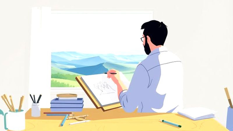 Un artista dibuja una vista serena