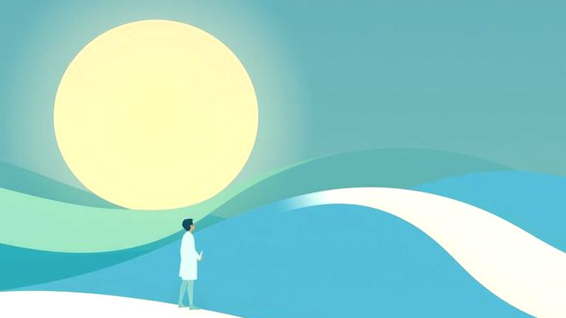 Una figura observa un flujo luminoso