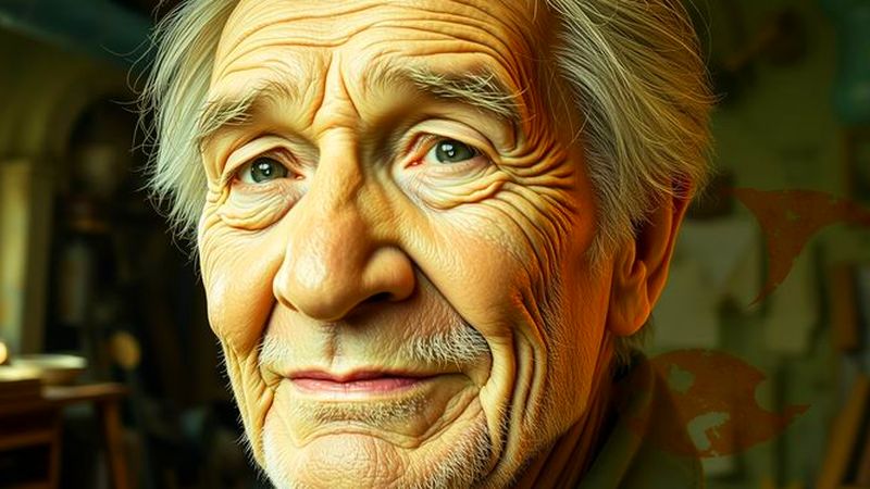 Un rostro sabio y sereno emerge