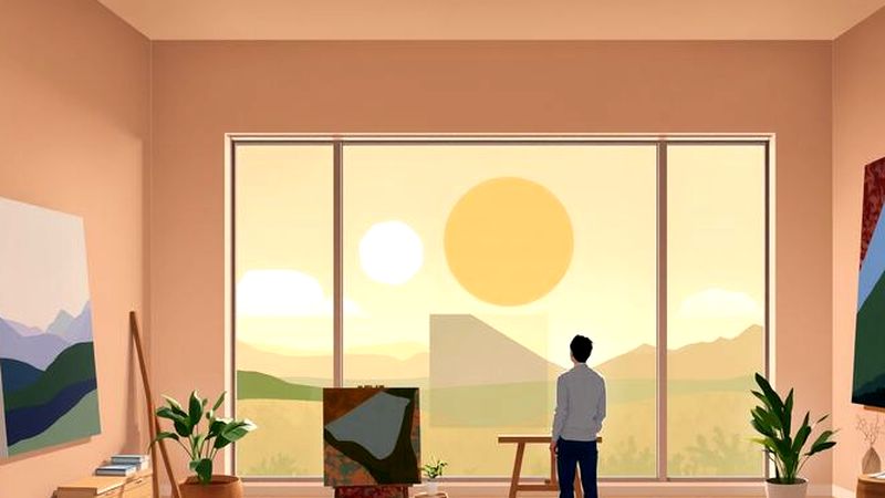Un artista contempla formas abstractas serenas