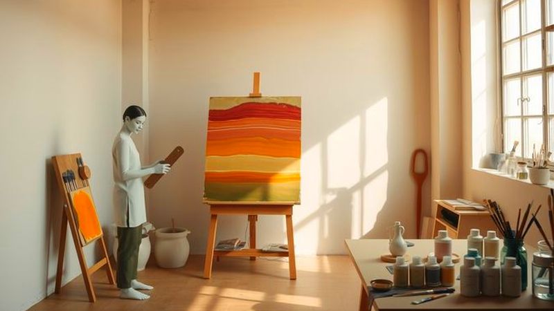 Un taller tranquilo exhibe maestría artística serena