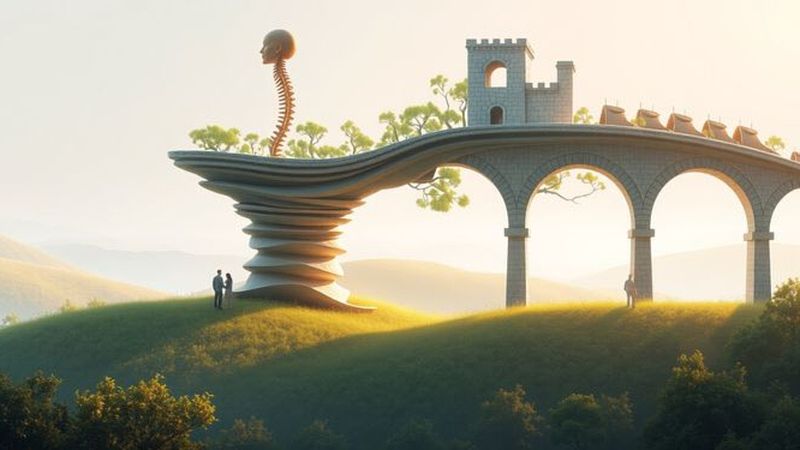 Un paisaje sereno une espina dorsal y arquitectura